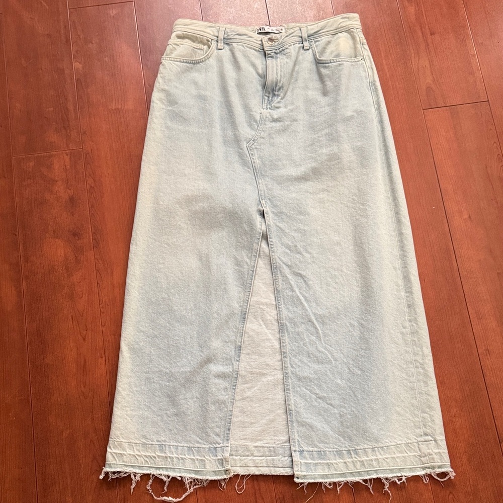 Zara Light Blue Denim Maxi Skirt